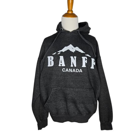 GGS Canada Banff Hooded Sweatshirt Dark Gray Mountains Cozy Women Large - Picture 1 of 11
